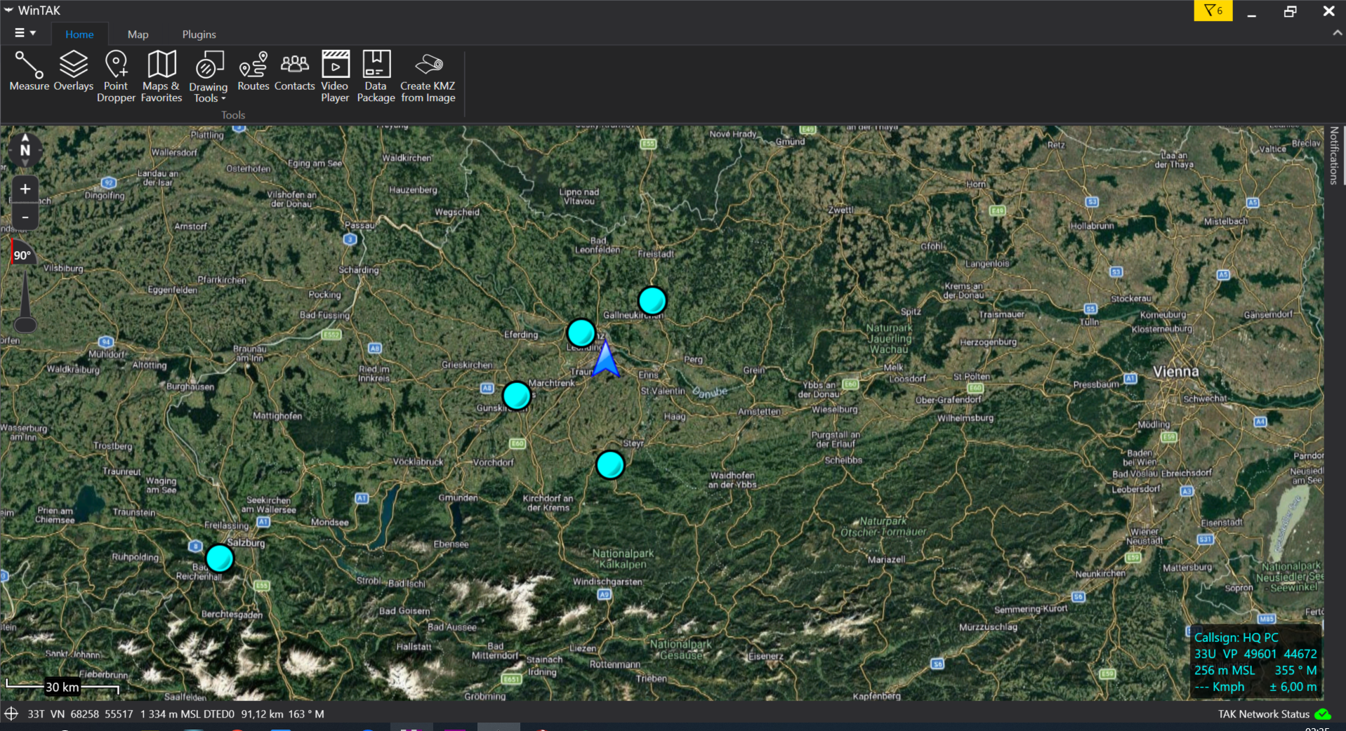 WinTAK Setup – Datei öffnen und Hamburger-Menü
