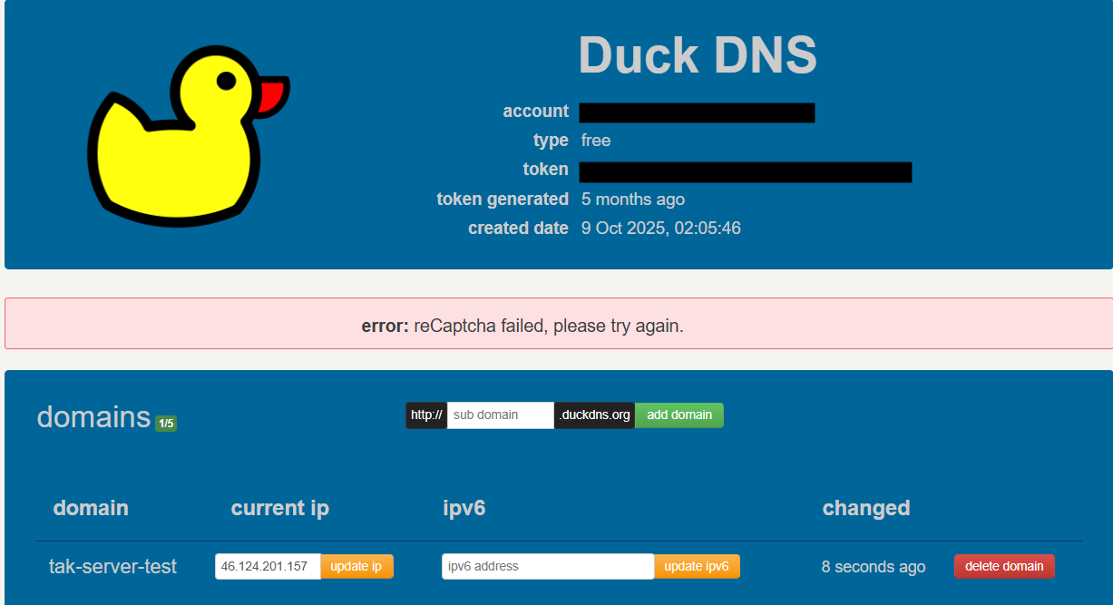 DuckDNS Dashboard